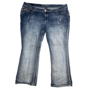 Ariya Jeans Womens 24 Short Bootcut Blue Denim Sequin Embellished Pockets 0166